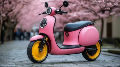 Colorful Electric Scooters at Auto Show