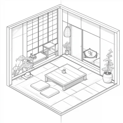 Isometric View of a Japanese Scene