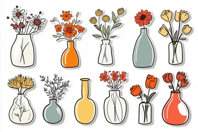 Colorful Hand-drawn Vases