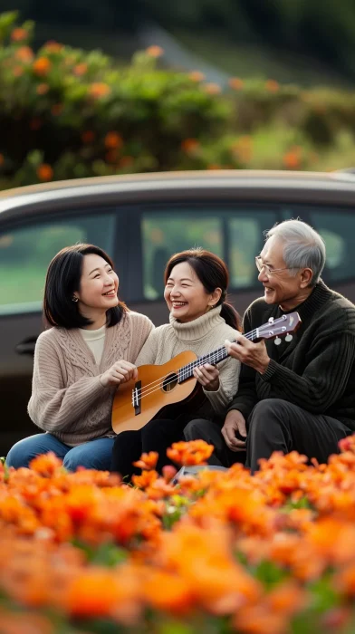 Family Among Yu Meiren Flowers