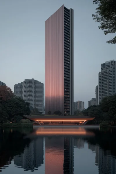 Skyscraper by the Lake