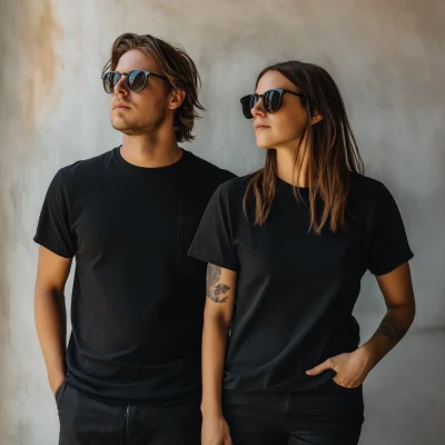 Stylish Couple in T-Shirts