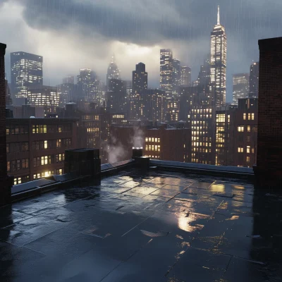 Rooftop Rain Reflections