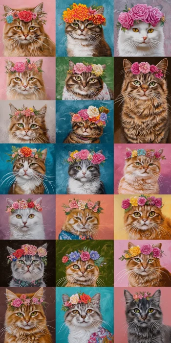 Cute Cats with Flower Crowns