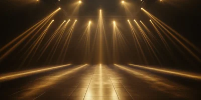 Empty Stage with Golden Light