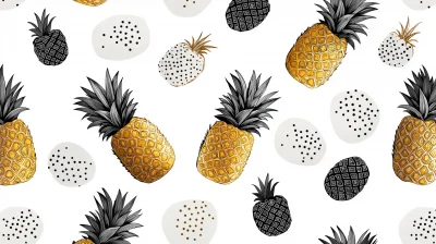 Pineapple Doodles on White