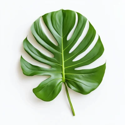 Monstera Leaf on White Background