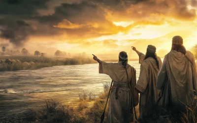 Ancient Hebrew Men by the River