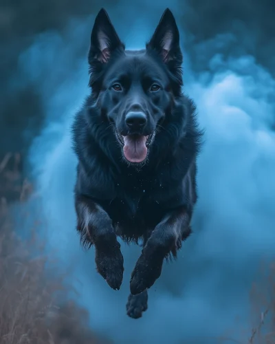 Stunning Aggressive Black German Shepherd