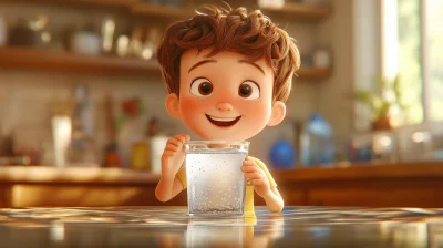 Cute Boy Holding Glass of Water