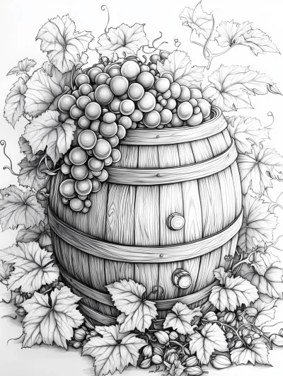 Wine Barrel Coloring Page