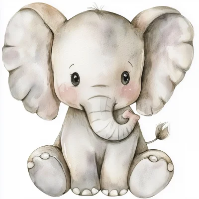 Watercolor Baby Elephant