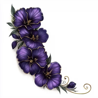 Violet Flowers with Gold Edges