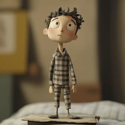 Stop Motion Boy in Checked Pyjamas