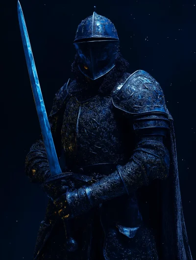 Knight in Deep Blue Armor