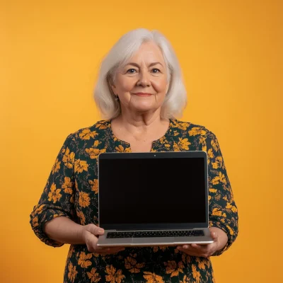 Confident Woman with Laptop