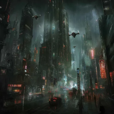 Futuristic Cyberpunk Cityscape