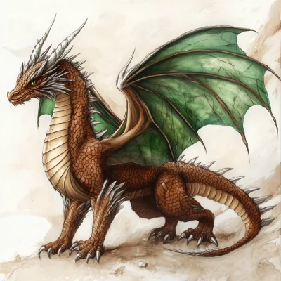 Brown Dragon with Green Frills