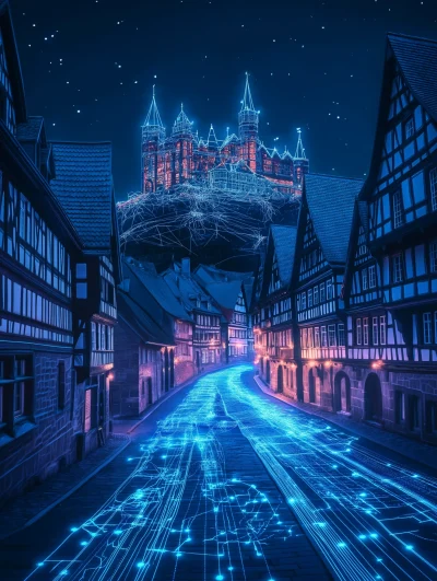 Futuristic Wernigerode at Night