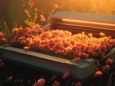 80s Cinematic Printer Printing Flowers