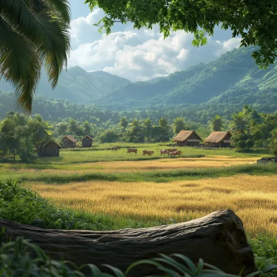 Serene Village Landscape