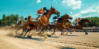 Front View of a Horse Race