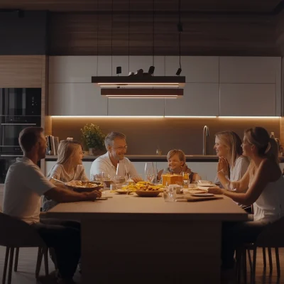 Family Gathering in a Modern Kitchen