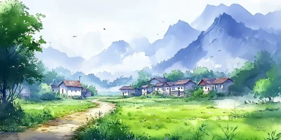 Serene Village in the Valley