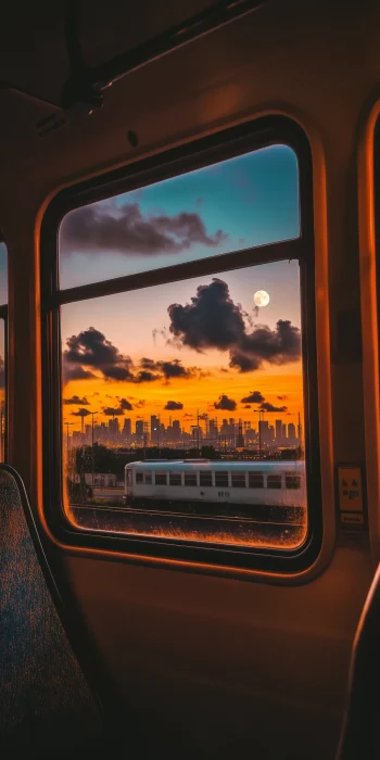 Sunset View from an Old Bus