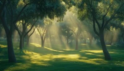 Sun Rays in Urban Park