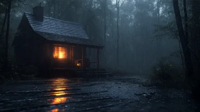 Cozy Cabin in the Rain