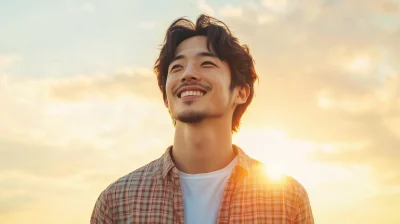 Smiling Man in Checked Shirt