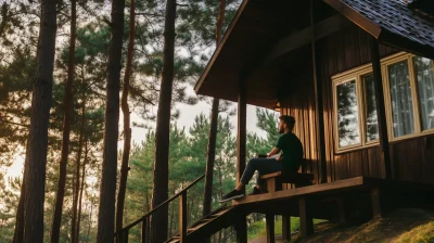 Man on Bungalow Stairs