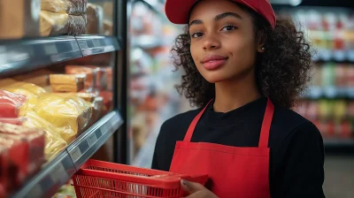 Young Woman Worker in Supermarket