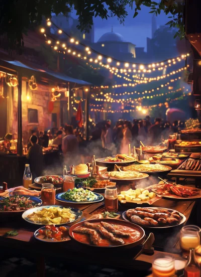 Turkish Feast at Night