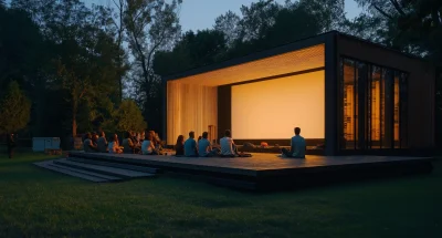 Modern Outdoor Cinema at Night