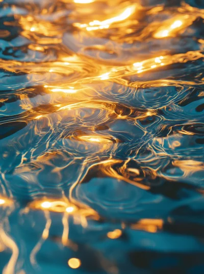 Golden Blue Water Reflection