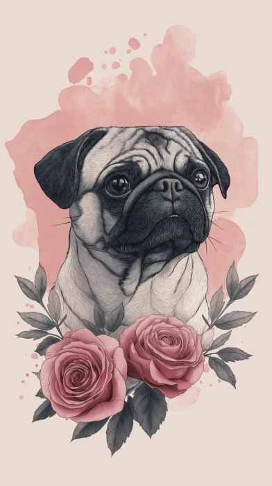 Elegant Pug Sticker