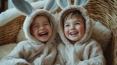 Cute Children in Bunny Costumes