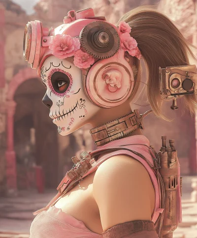 Steampunk Sugar Skull Woman