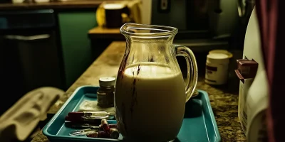 Close Up of Glass Milk Jug