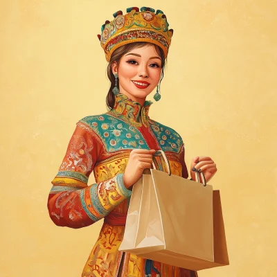 Kazakh Woman in Traditional Costume