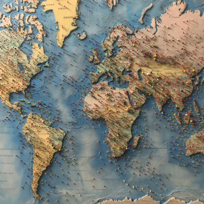 World Map with Pins