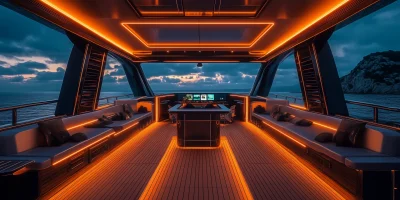 Night View from Luxury Superyacht