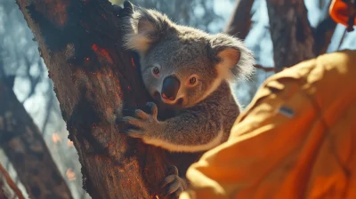 Firefighter Rescuing Koala