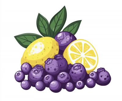 Cartoon Blueberries and Lemons Logo