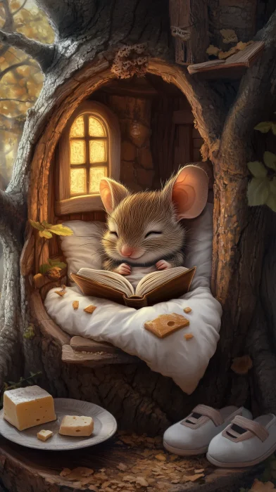 Cozy Mouse in a Tree Nook