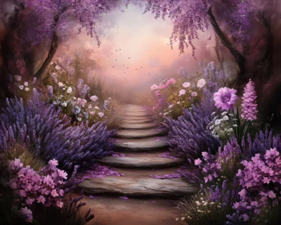 Whimsical Lavender Path