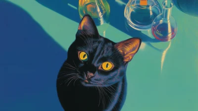 Black Cat in a Lab Setting