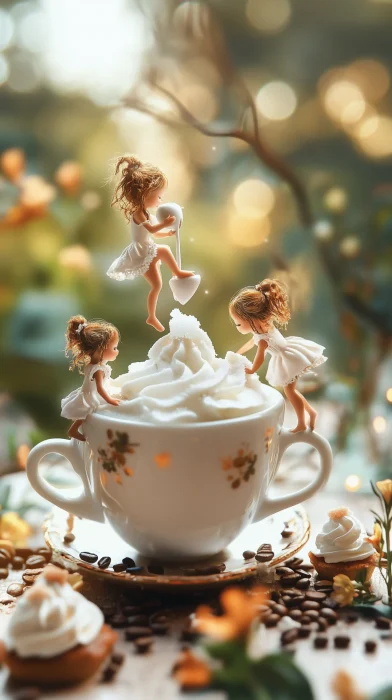 Miniature Girls and Cappuccino